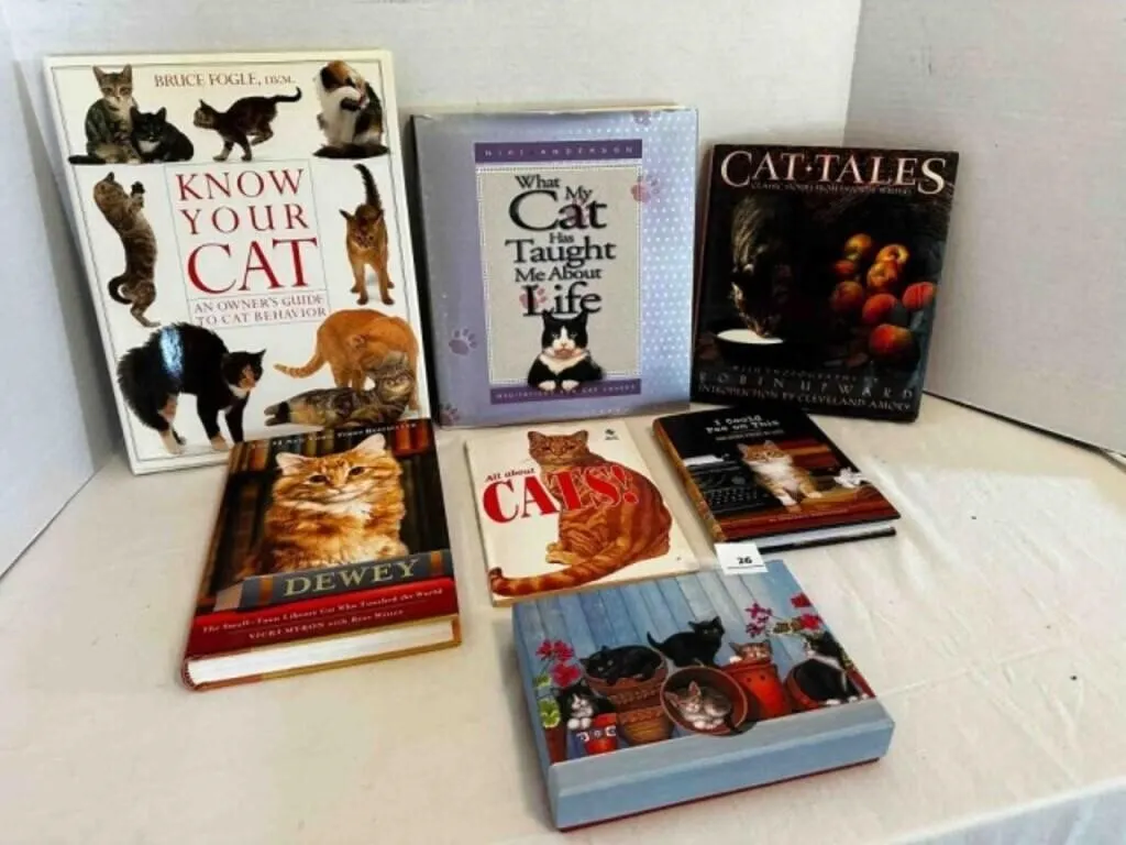 6 Cat books and Cat note cards