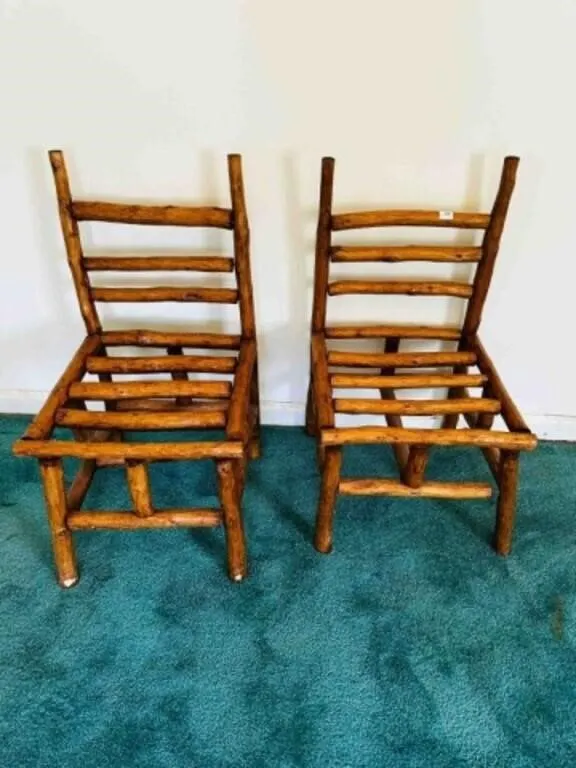 2 Wood Branch Chairs 14" to seat