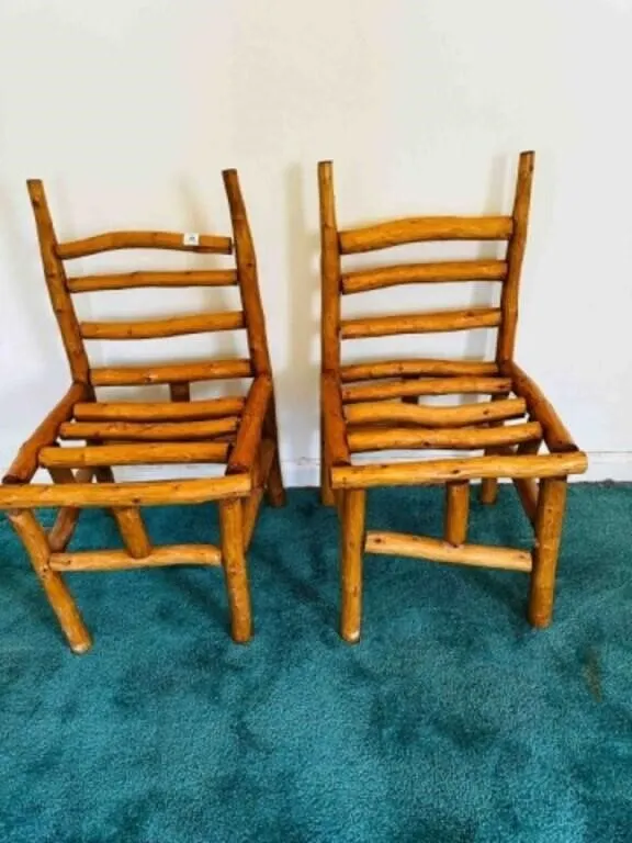 2 Wood Branch Chairs 14" to seat