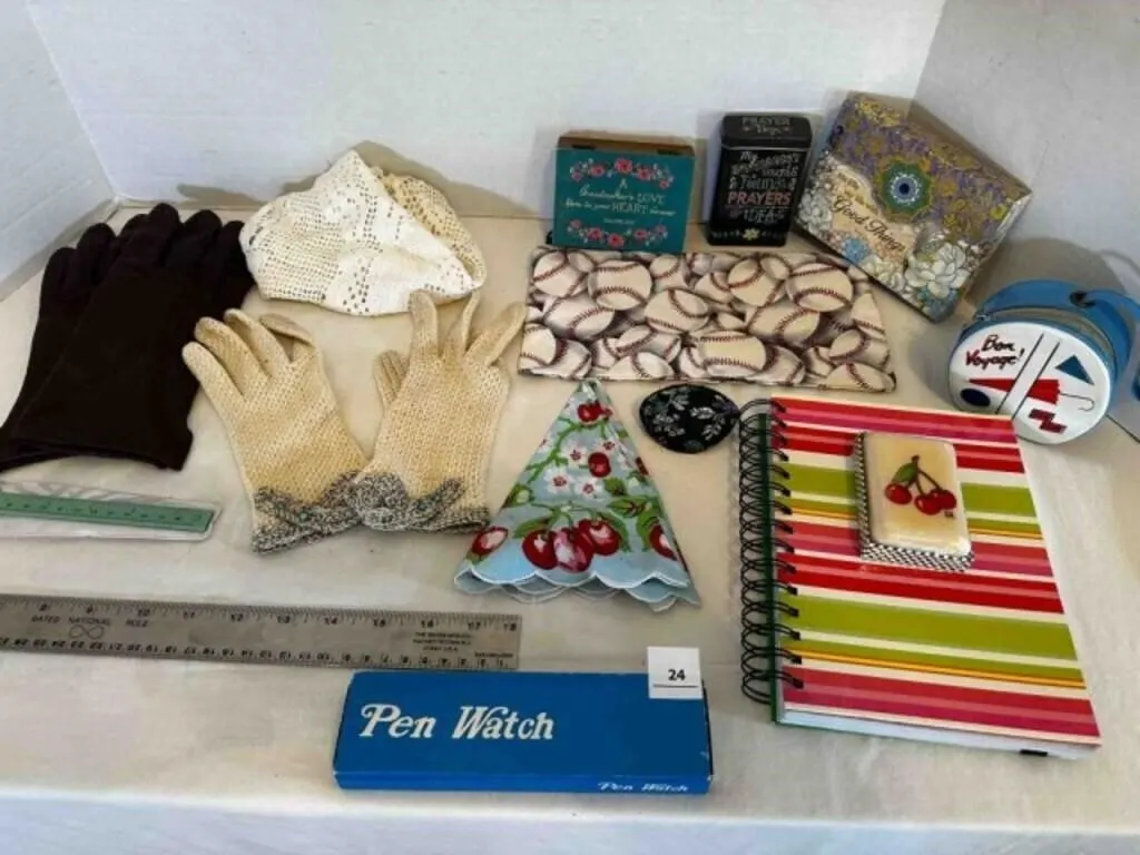 Ladies Gloves, inspirational note pads, rulers