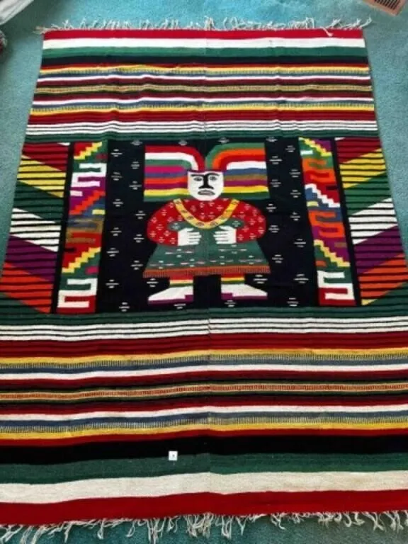Wool woven Native Blanket Throw 77"x56"