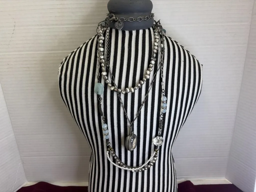 Layered Blue And Silver Necklace