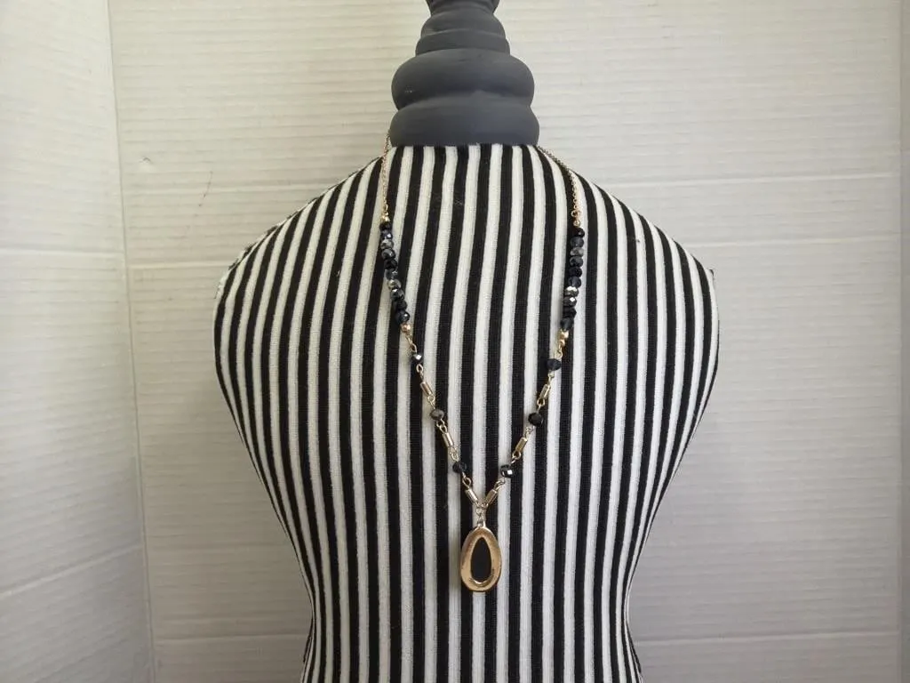 Gold With Black Stone Pendant