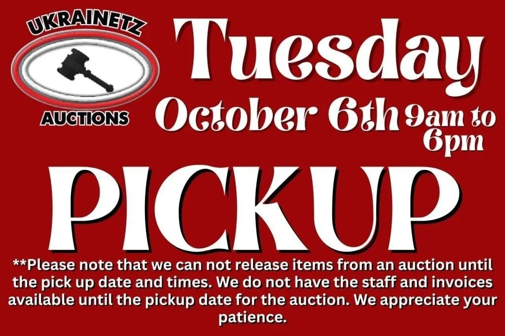 PICKUP TUESDAY, OCTOBER 6, 2026 9am-6pm CST