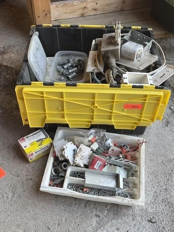 Tote of Various Electrical Components