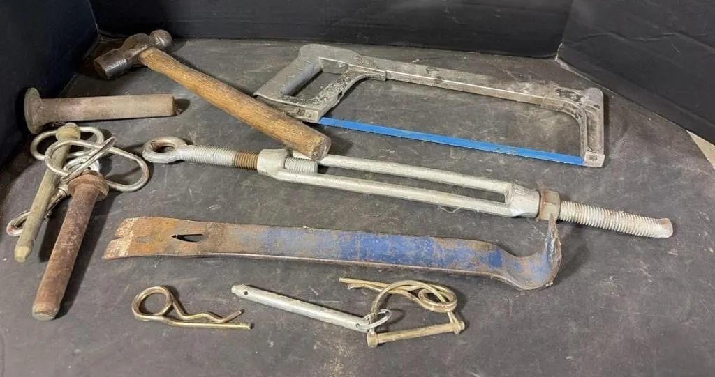 Trailer Hitch Pins, Hammer, Saw, & Turn Buckle
