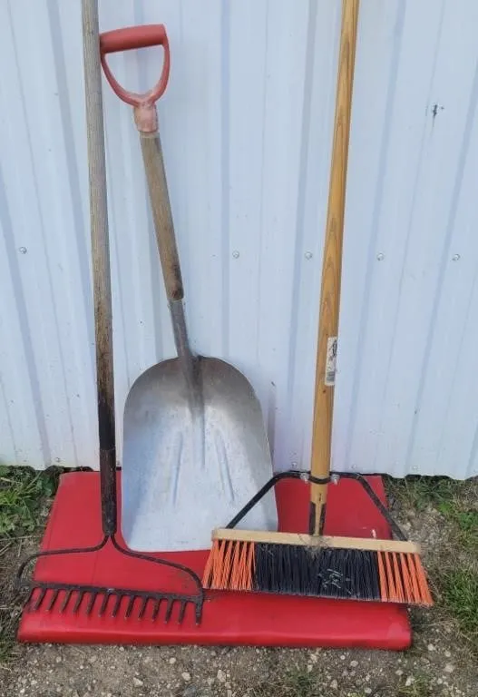 Rake, Grain Shovel, Push Broom