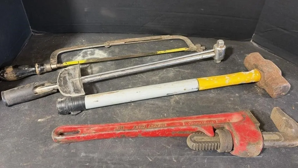 Mallet, Pipe Wrench, Saw and Torque Wrench