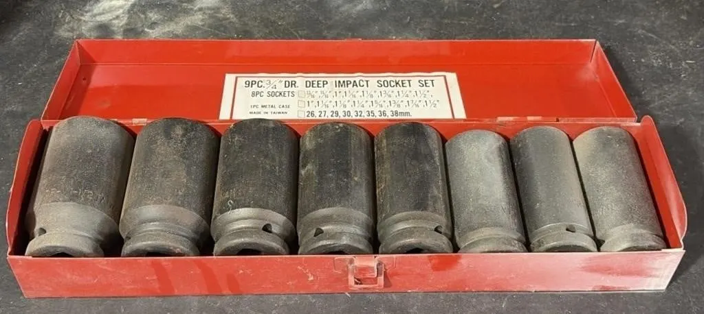 9 Pc 3/4 " DR. Deep Socket Set