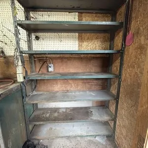 Heavy duty steel industrial multi-tiered shelf.