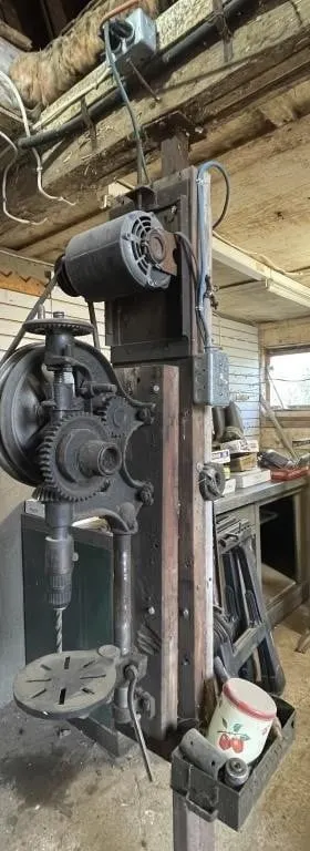 Vintage wall-mount drill press. Works. Buyer must