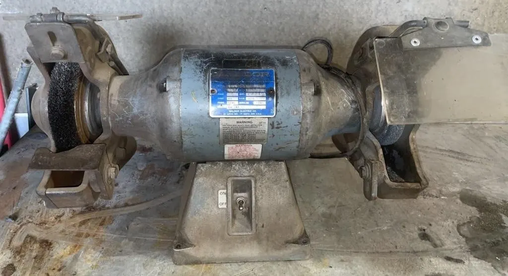 Vintage Baldor 9-inch bench grinder. Works. 3-4