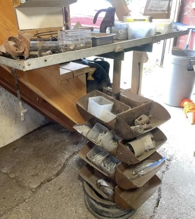 Shop-built tool and parts organizer. Comes with