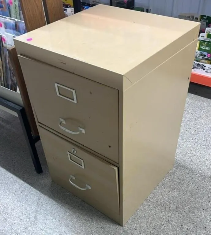 2 Drawer Metal Cabinet. 18"W x 18"D x 28"H.