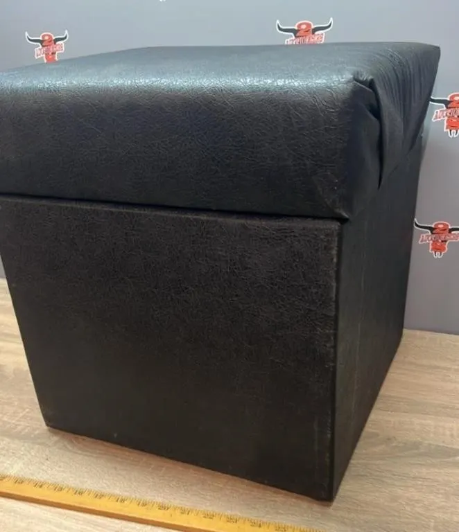 Vinyl Covered Storage Box/Ottoman. 15"W x 15"D x