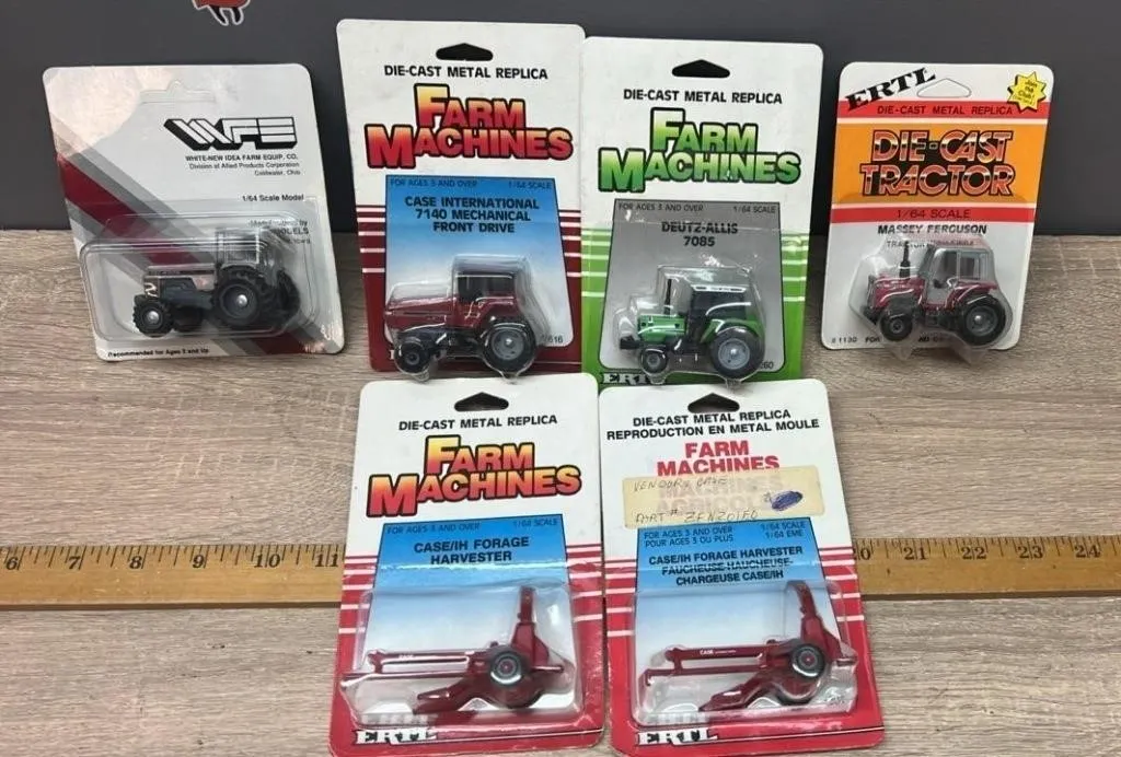 Four Asst. 1:64 Tractors, and 2 Forage