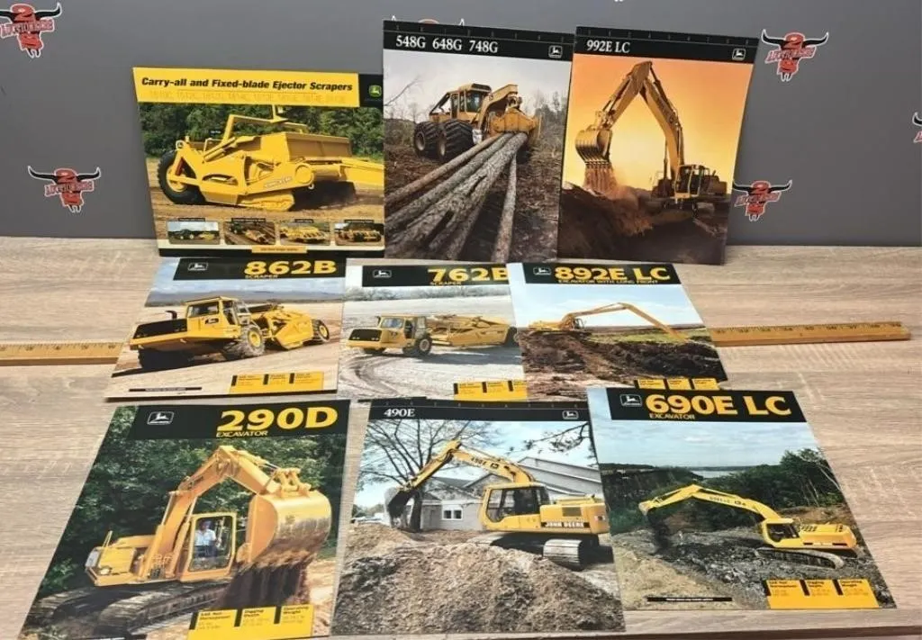 9 John Deere Construction Equipment Brochures.