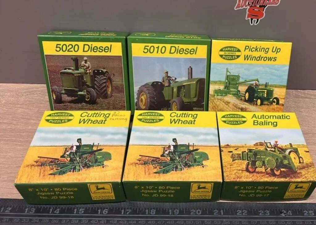 6 John Deere 80 piece Puzzles. *Cutting Wheat is