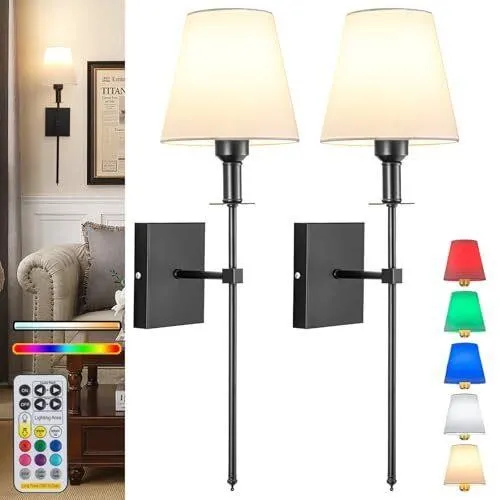 NEW $59 Wall Lights Battery Operated Sconces Set 2