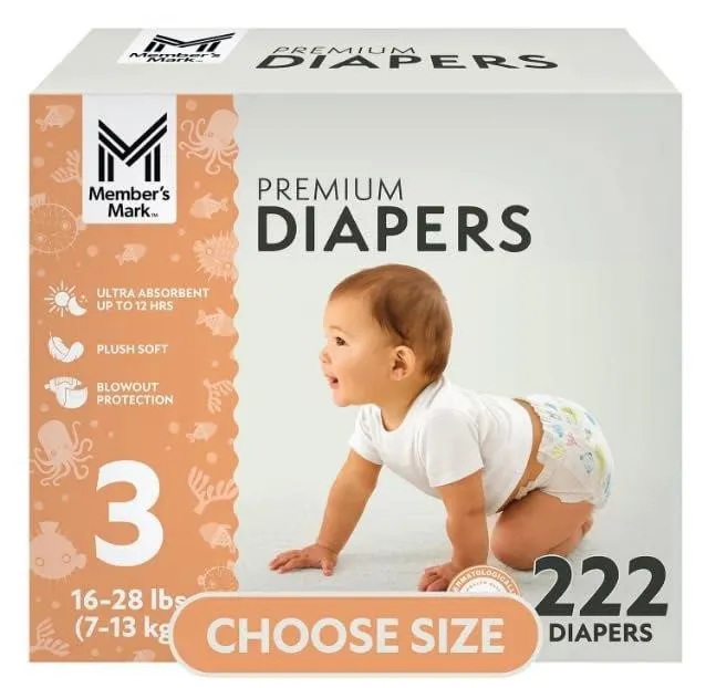 Size 3 Baby Diapers 222ct