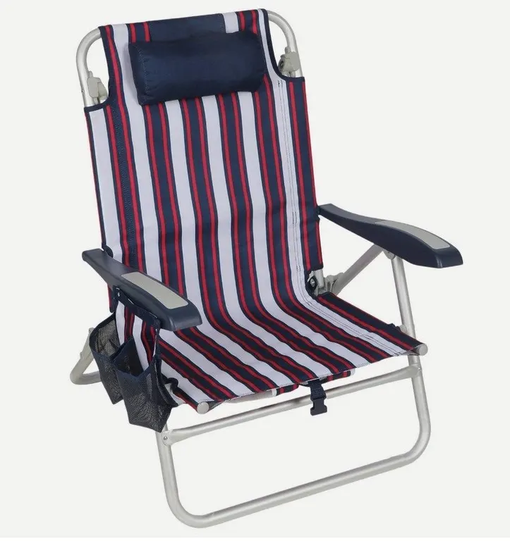 Position Reclining Beach Chair Red White Blue
