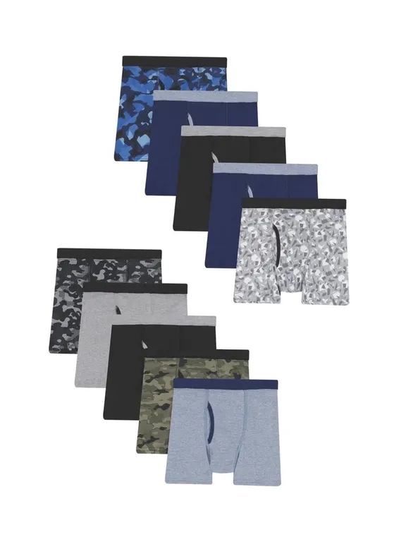 Hanes Boxer Briefs Boys Multicolor 10 Pack M