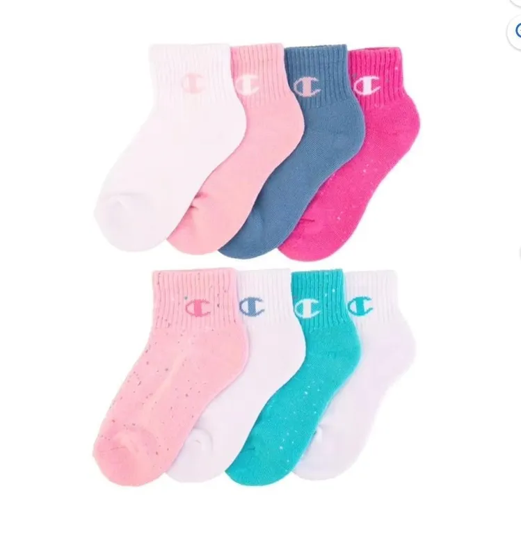 Champion Kids Quarter Socks 8pk Size 5y-7y