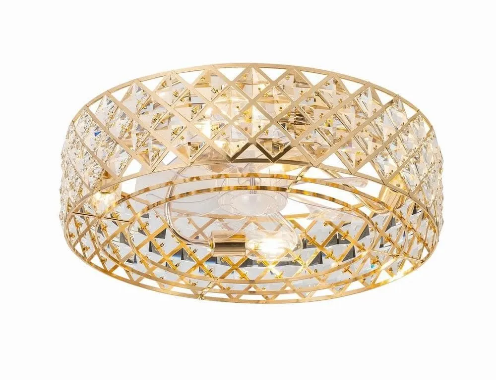 Breezary 33015-GD 4-Light Gold Crystal Flush Mount