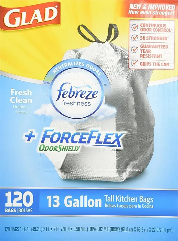 Glad 13 Gal Forceflex Odorshield Trash Bags 120ct