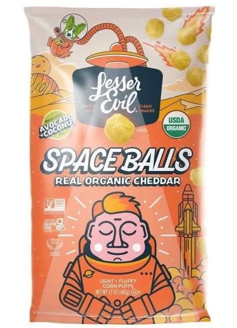 Lesserevil Organic Cheddar Space Balls 17 oz