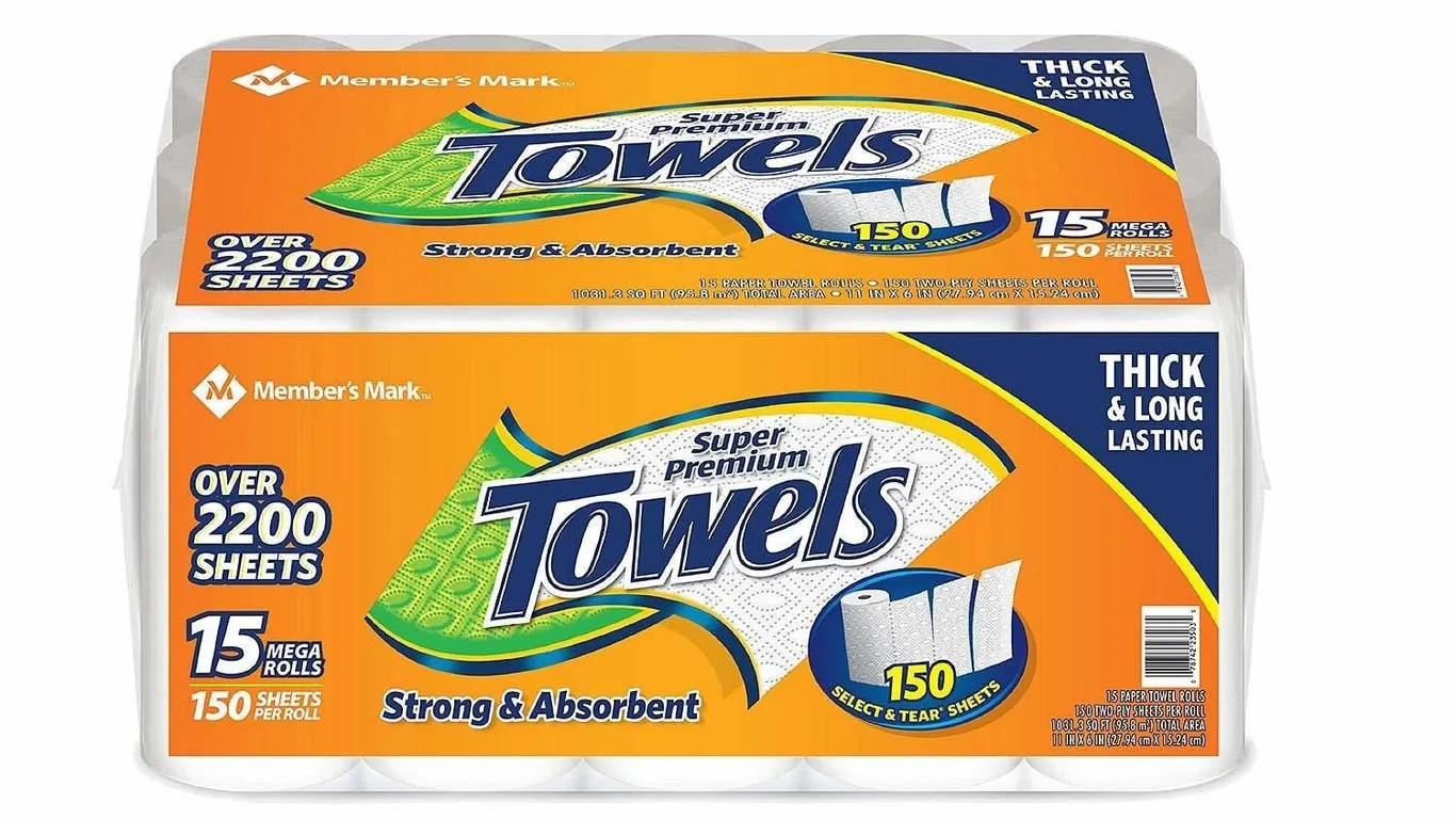 Paper Towels 15 Mega Rolls White