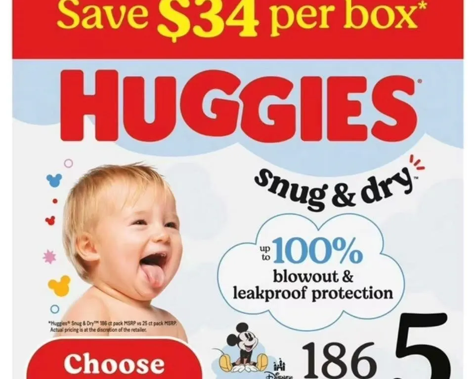 Huggies Snug Dry Diapers Sizes 3-8