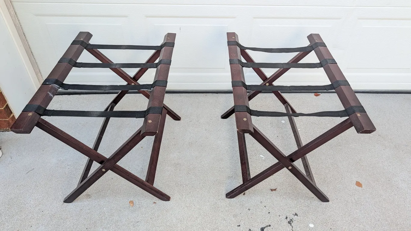 Pair of Folding Wooden Luggage Racks