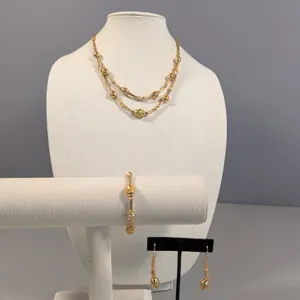 Gold-Tone Beaded Necklace, Bracelet, and Earring Set