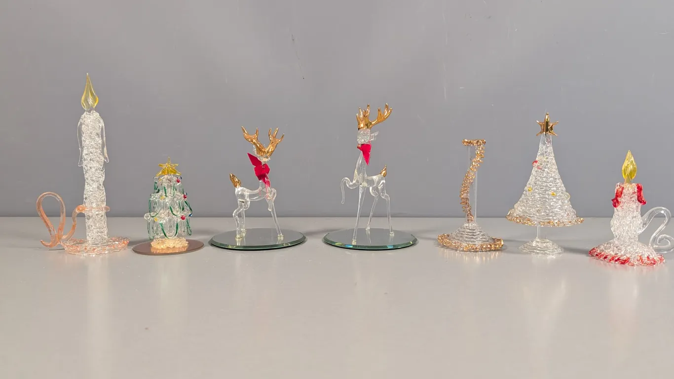 2 Glass Baron Christmas Figurines and Ornaments Set