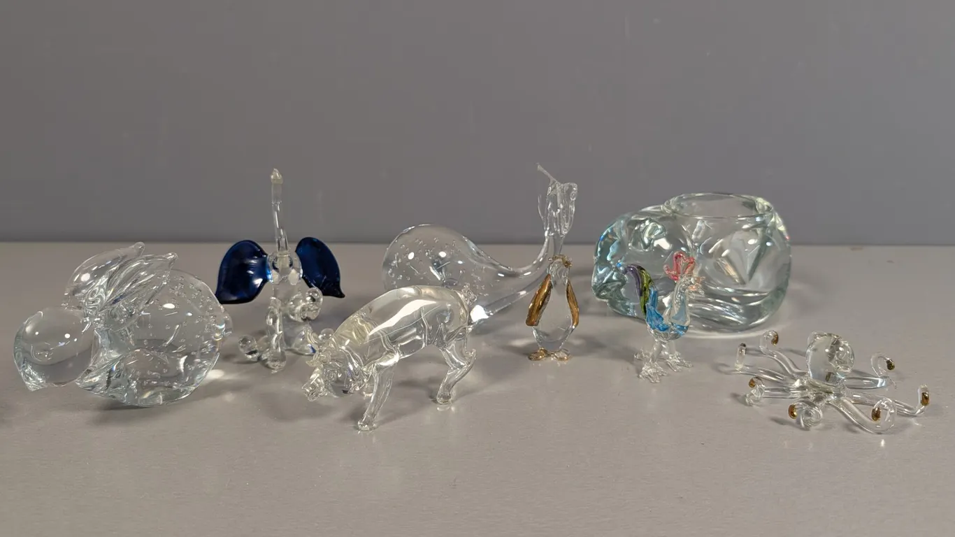 Collection of Clear and Art Glass Animal Figurines