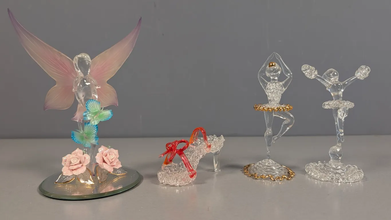 Glass Baron Fairy, Ballerina, and Slipper Figurines Lot