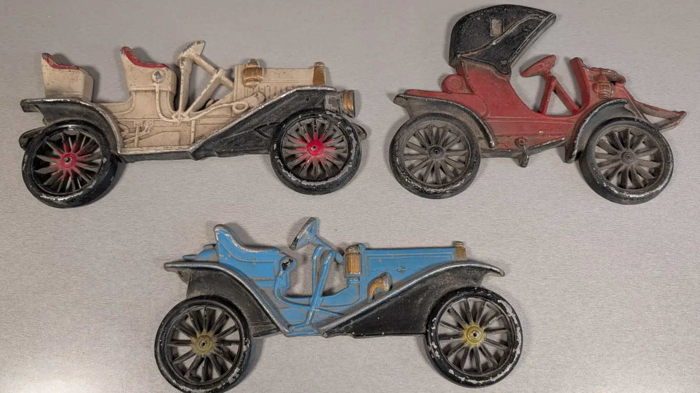 Vintage Cast metal Classic Car Wall Plaques, Set of 3