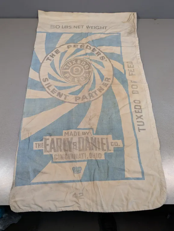 Vintage Tuxedo Dog Feed Sack, Early & Daniel Co. Cincinnati