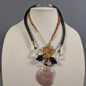 Artisan Multi-Strand Necklace with Mother of Pearl and Dichroic Glass