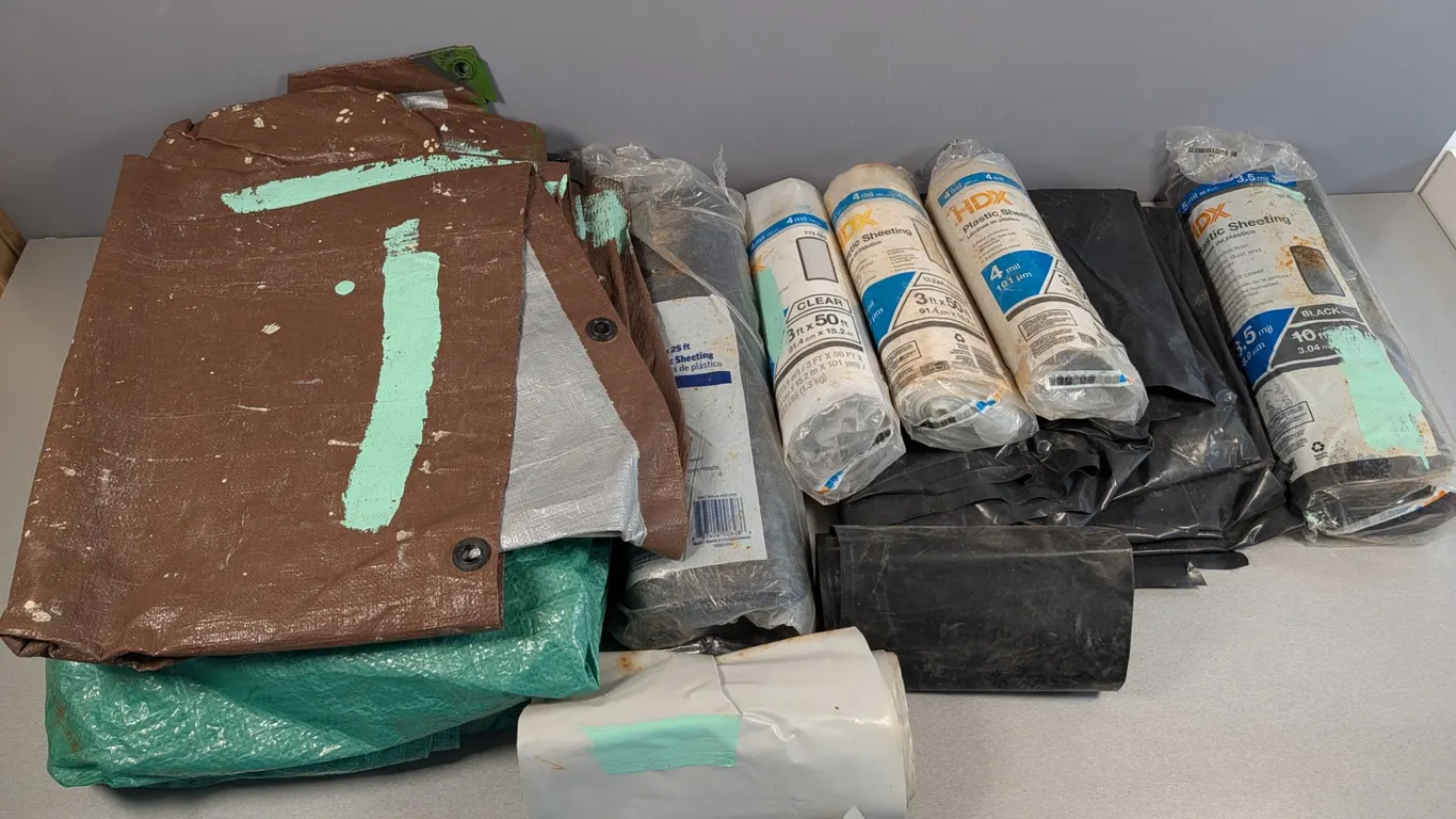 Lot of Tarps and Plastic Sheeting