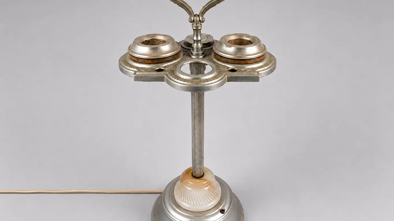 Vintage Art Deco Ashtray Floor Stand with Lighted Base