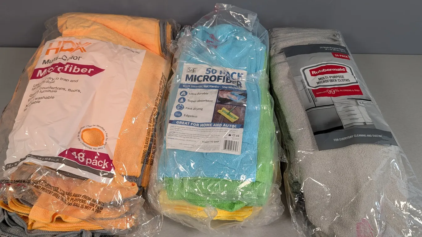 Assorted Microfiber Cleaning Cloths Lot: HDX, S&F, Rubbermaid
