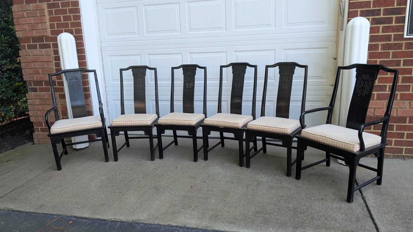 Set of 6 Chinoiserie Style Dining Chairs