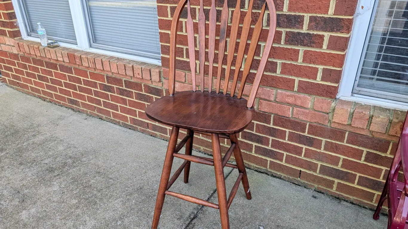 Vintage Wood Swivel Bar Stool