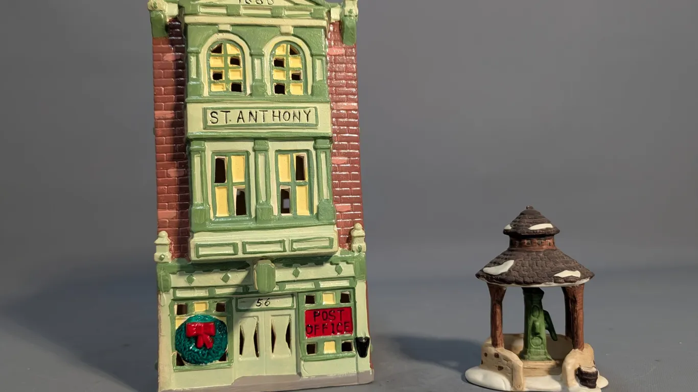Department 56 Snow Village St. Anthony Post Office and Water Pump Figurine Set