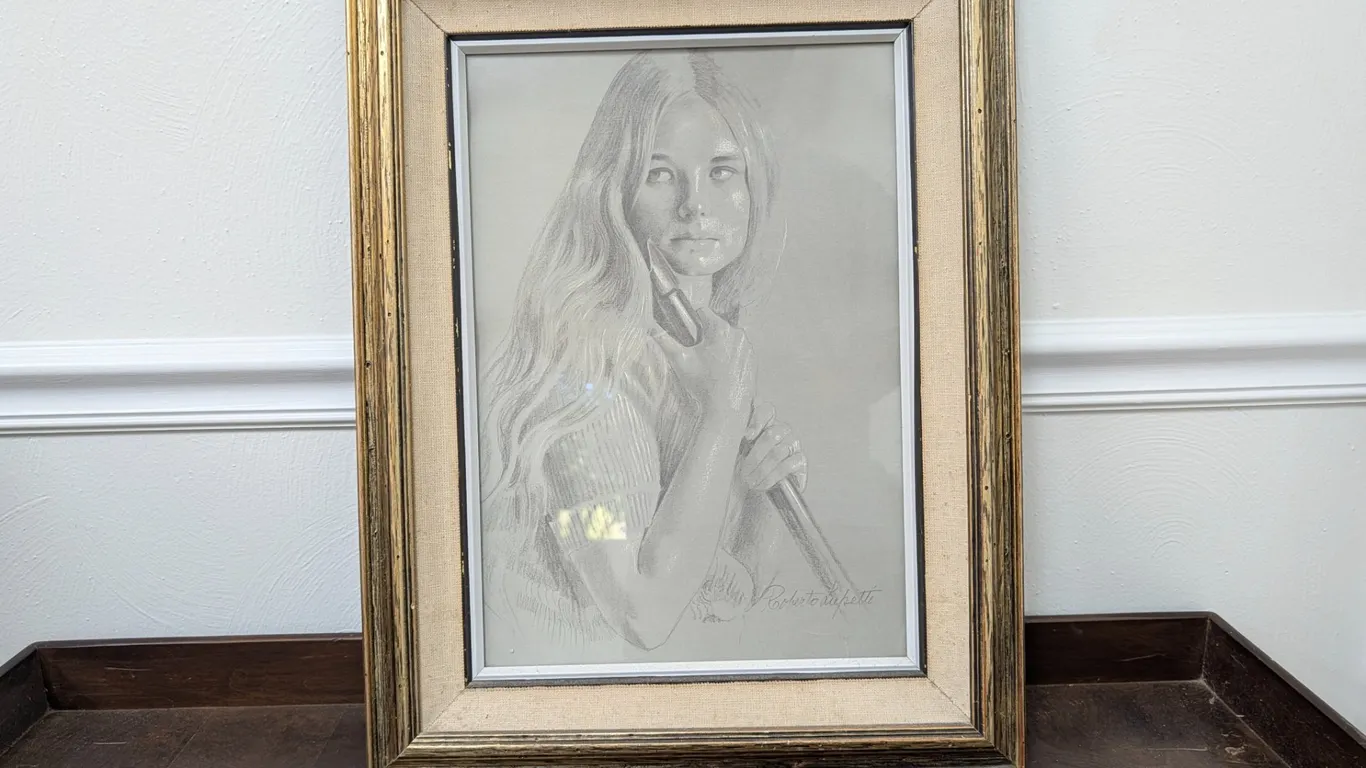 Roberto Vupetti Framed Pencil Drawing Portrait