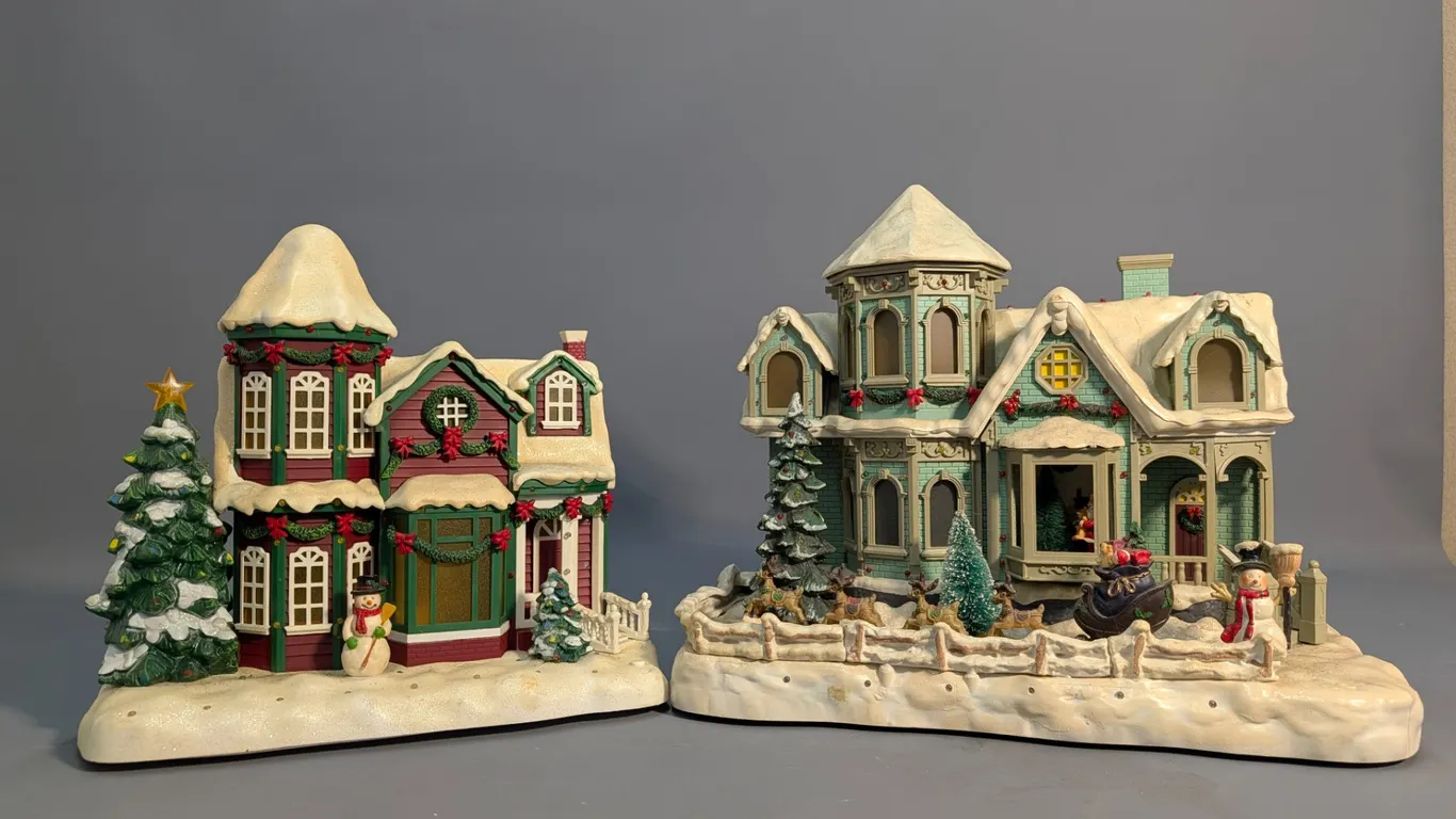 Light-Up Musical Christmas Village Houses, Set of 2