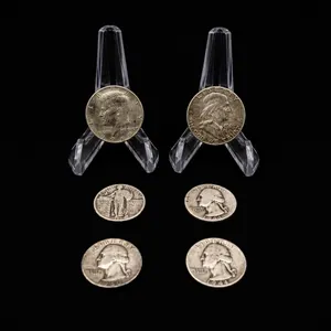 Lot of US Silver Coins: Halves and Quarters