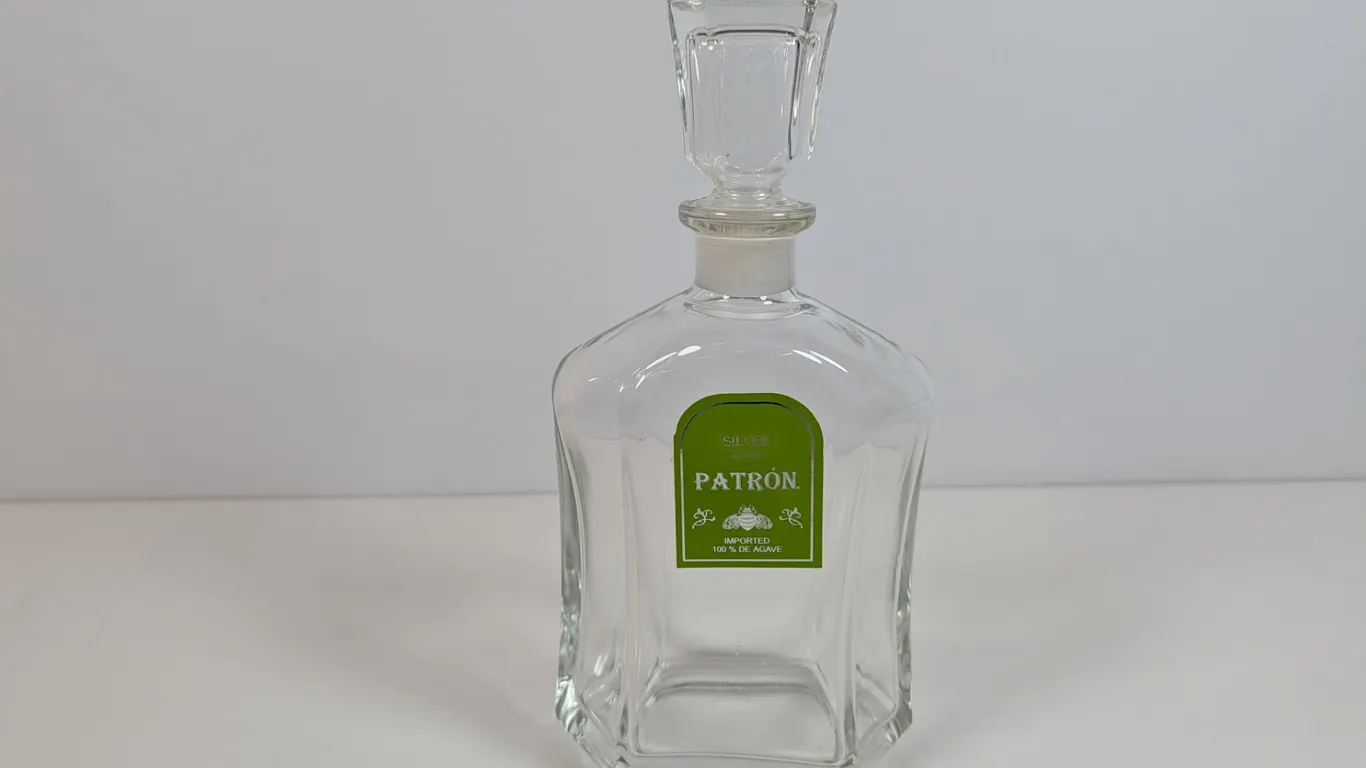 Patron Tequila Glass Decanter with Stopper